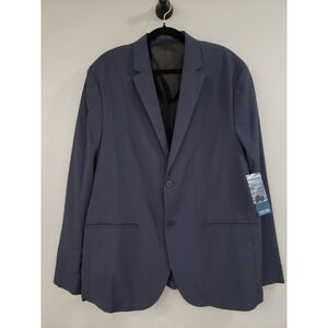 NEW XL / 47 Kenneth Cole 2 Button Blazer Indigo Blue Techni-Cole Stretch Fabric